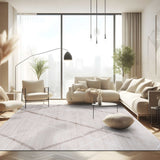 Pastoral Beige/White Woven Non-Slip Indoor Geometric Pattern Area Rug - Ornate Home