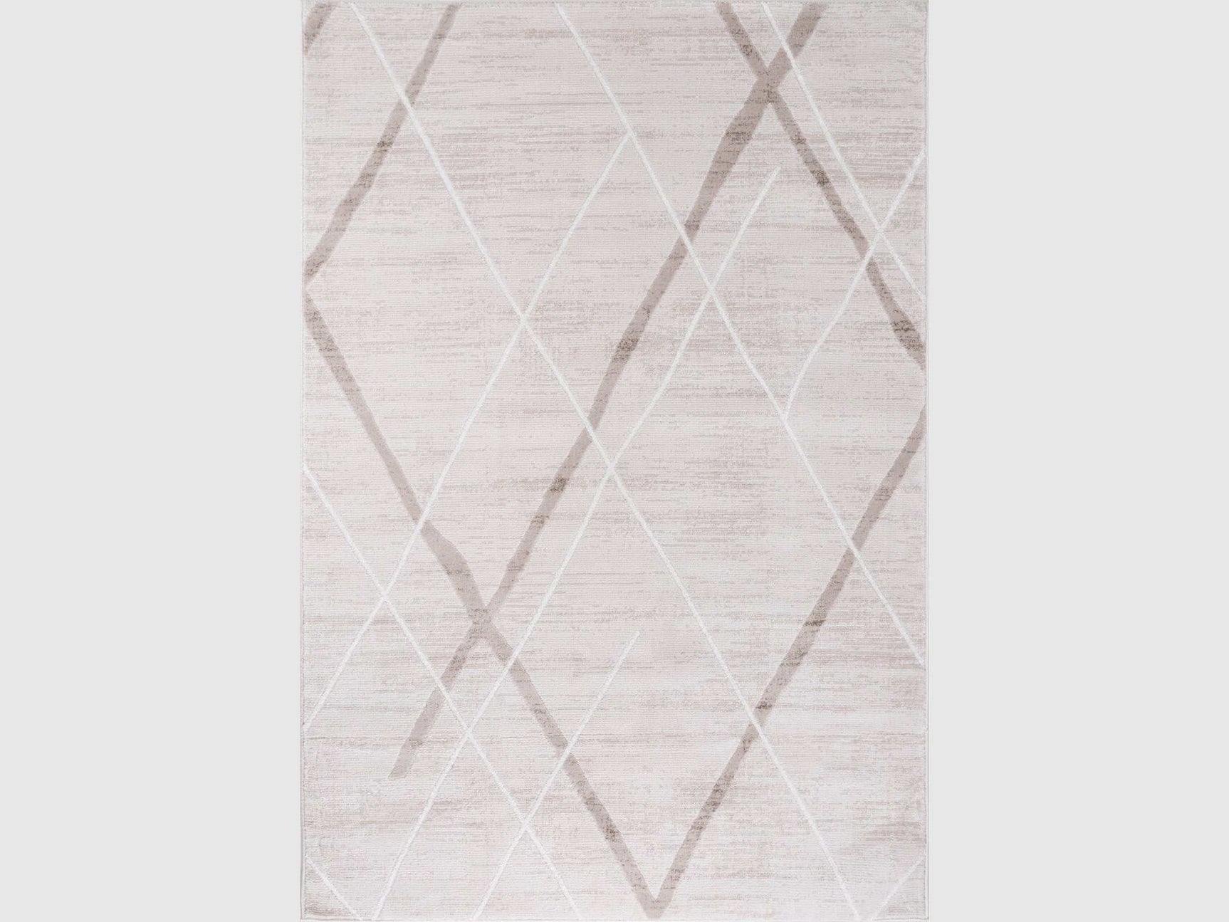 Pastoral Beige/White Woven Non-Slip Indoor Geometric Pattern Area Rug - Ornate Home