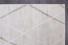 Pastoral Beige/White Woven Non-Slip Indoor Geometric Pattern Area Rug - Ornate Home