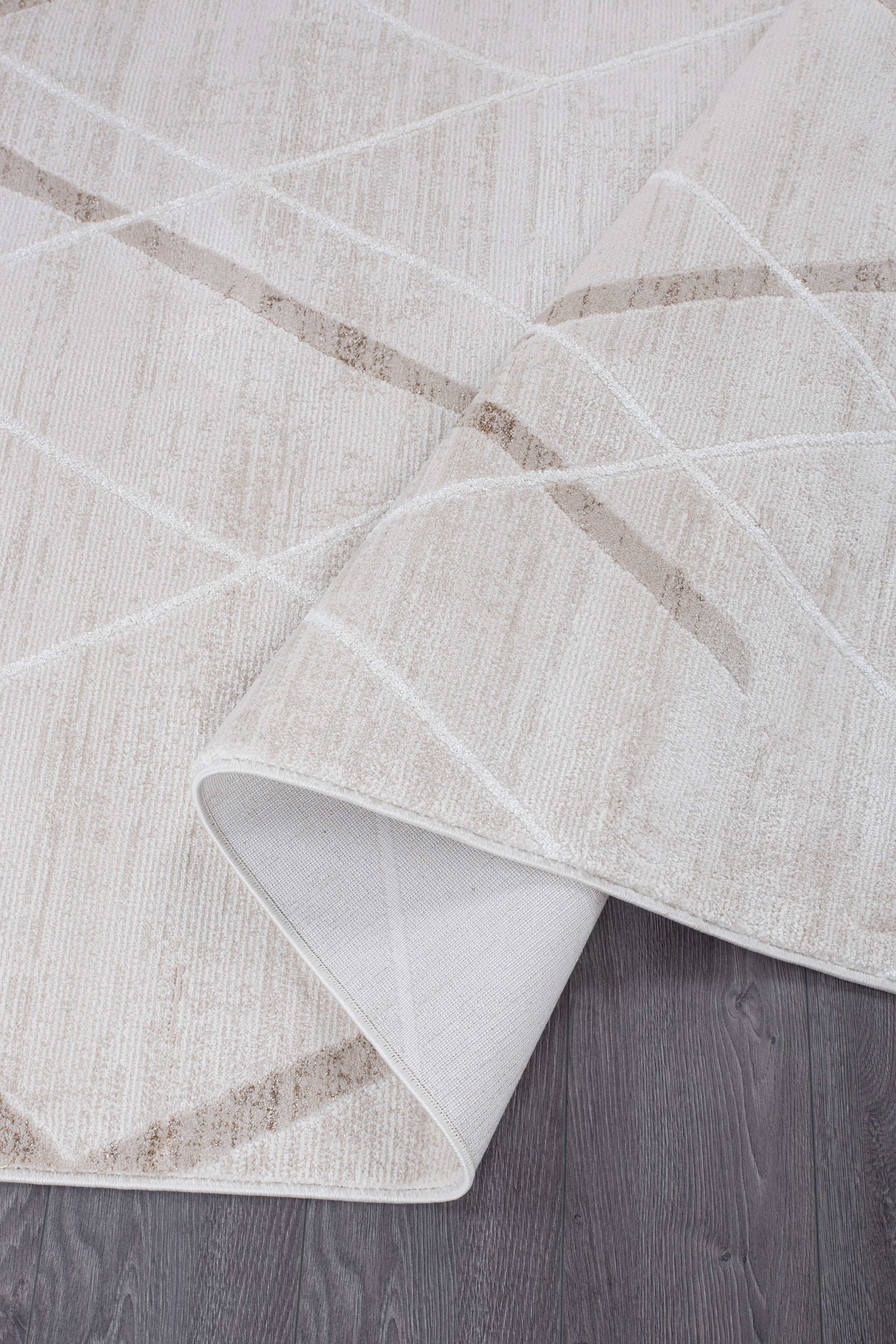 Pastoral Beige/White Woven Non-Slip Indoor Geometric Pattern Area Rug - Ornate Home