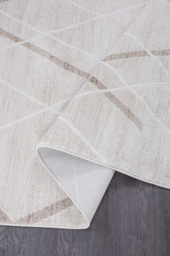 Pastoral Beige/White Woven Non-Slip Indoor Geometric Pattern Area Rug - Ornate Home