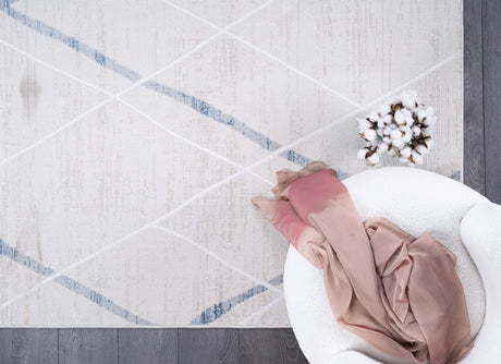 Pastoral Blue/Beige Woven Non-Slip Indoor Area Rug - Ornate Home