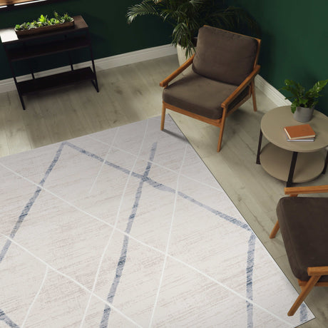 Pastoral Blue/Beige Woven Non-Slip Indoor Area Rug - Ornate Home