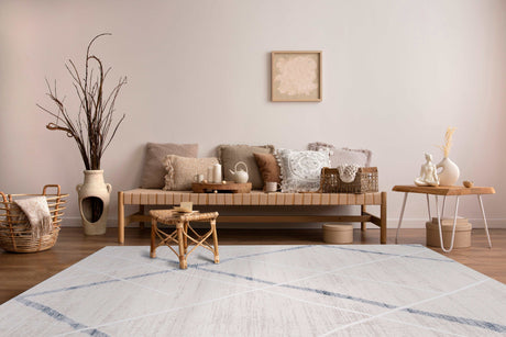 Pastoral Blue/Beige Woven Non-Slip Indoor Area Rug - Ornate Home