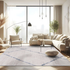 Pastoral Blue/Beige Woven Non-Slip Indoor Area Rug - Ornate Home