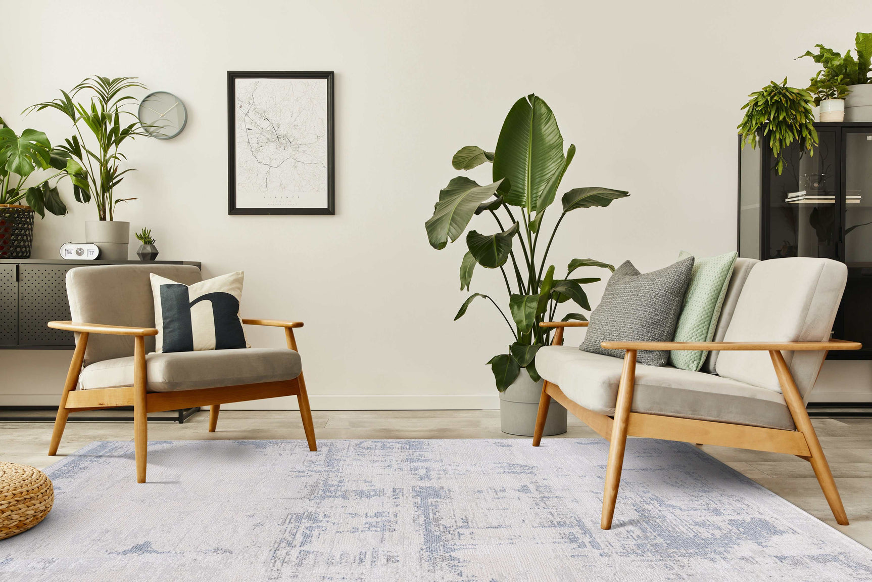 Pastoral Blue/Gray Woven Non-Slip Indoor Area Rug - Ornate Home