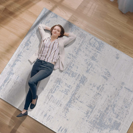 Pastoral Blue/Gray Woven Non-Slip Indoor Area Rug - Ornate Home