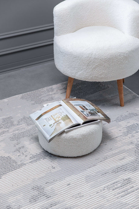 Pastoral Gray/White Woven Non-Slip Indoor Area Rug - Ornate Home