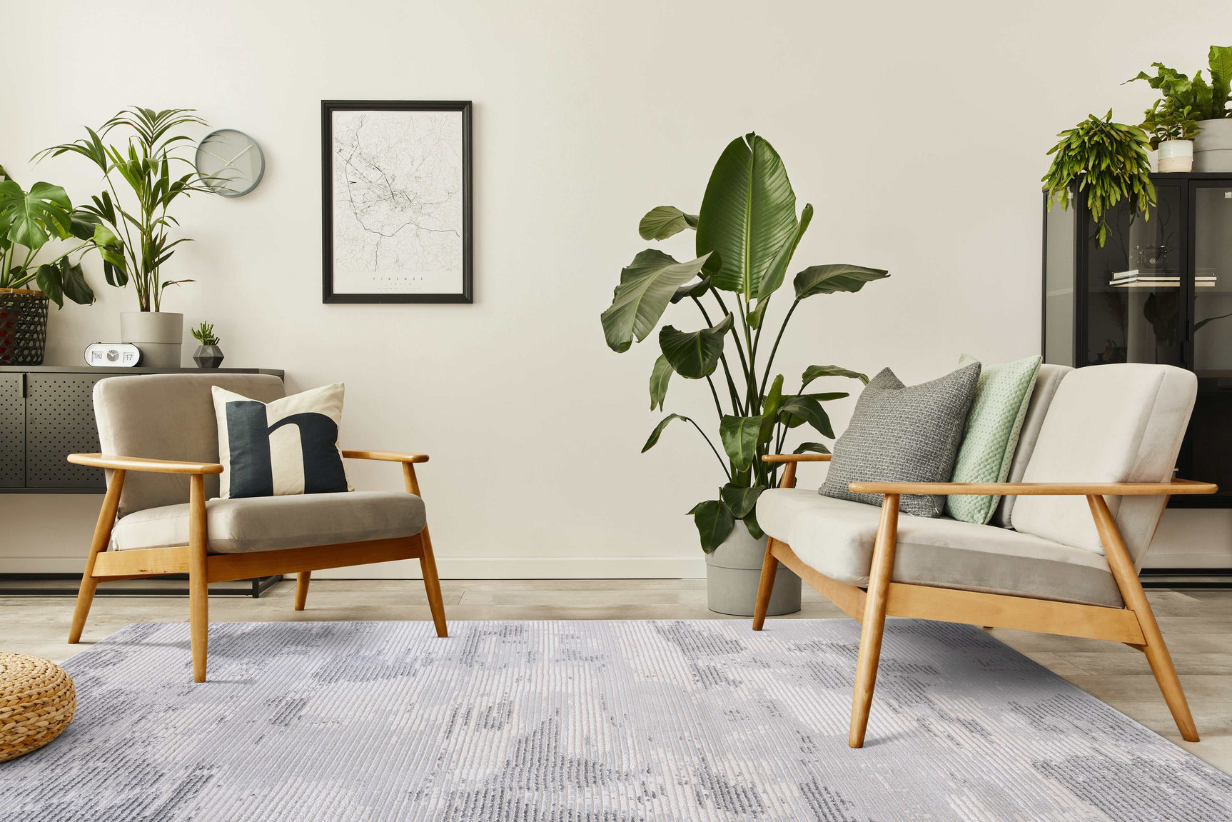 Pastoral Gray/White Woven Non-Slip Indoor Area Rug - Ornate Home