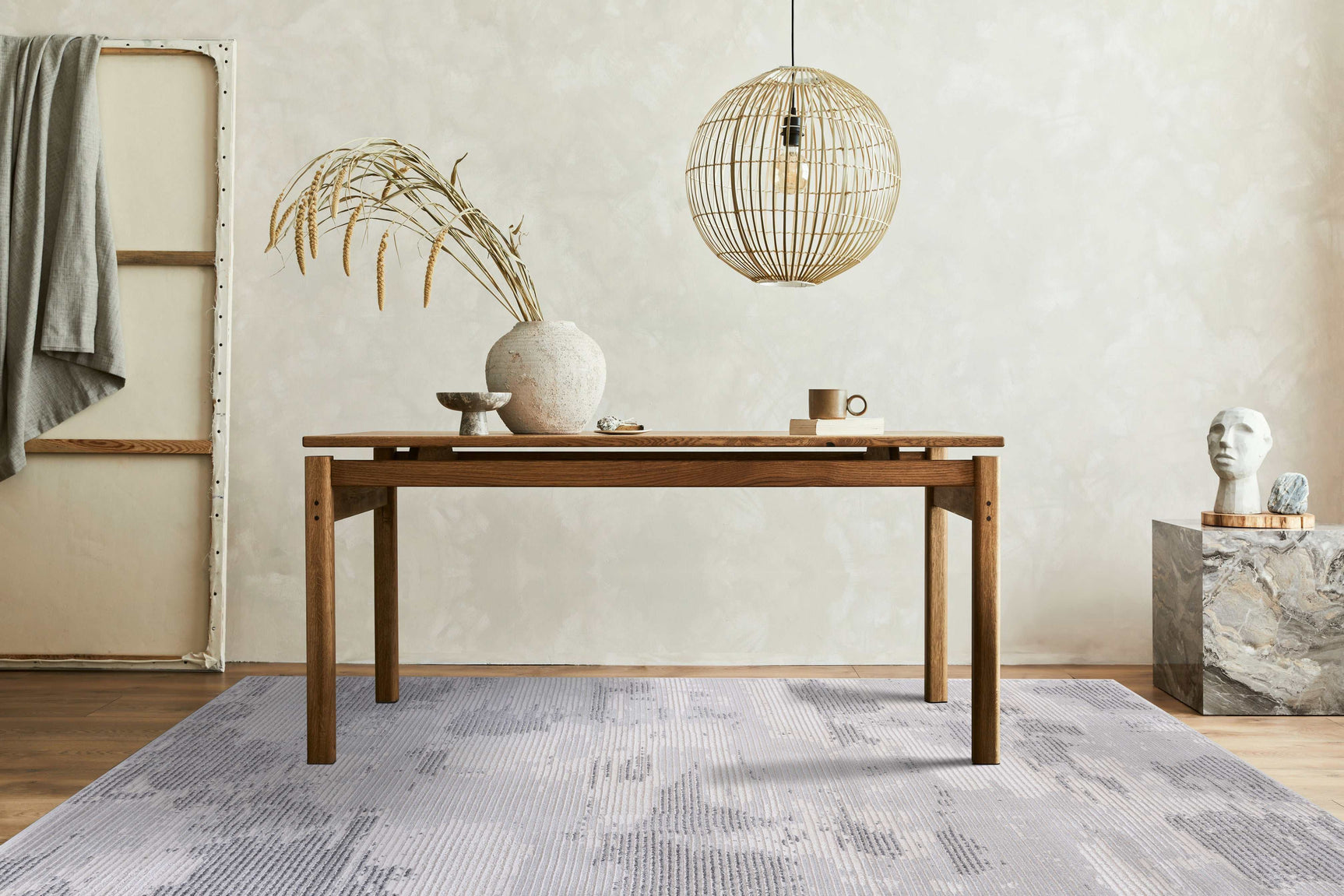 Pastoral Gray/White Woven Non-Slip Indoor Area Rug - Ornate Home