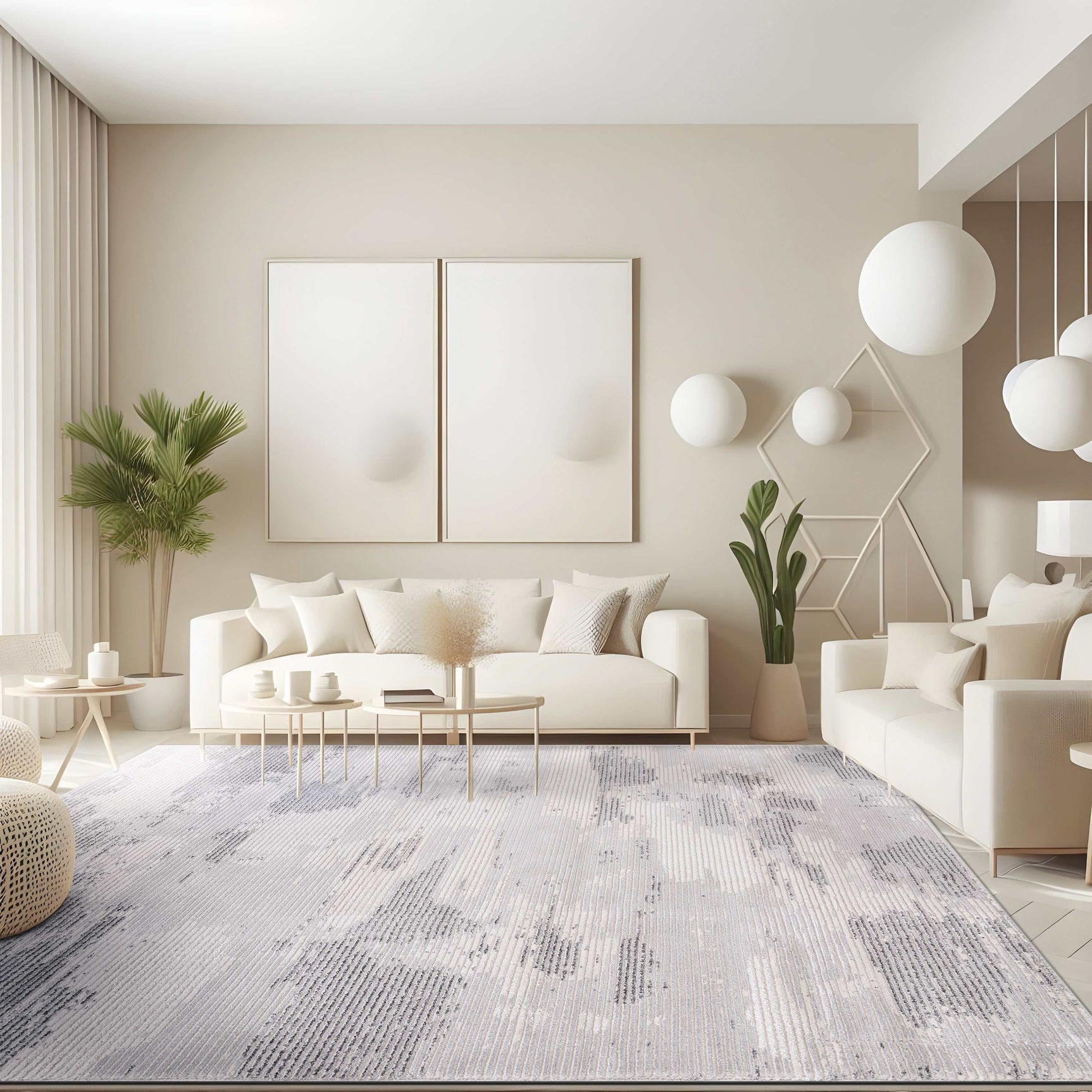 Pastoral Gray/White Woven Non-Slip Indoor Area Rug - Ornate Home