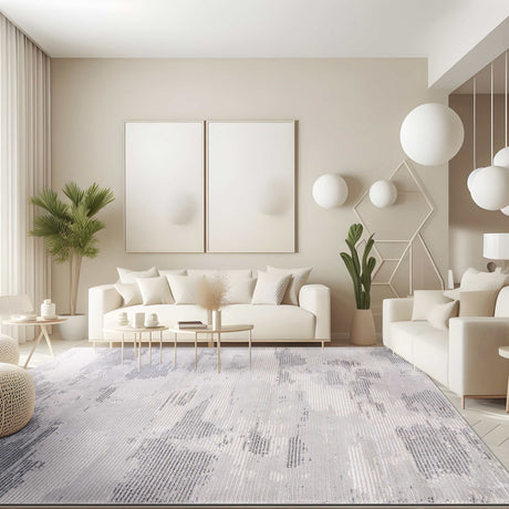 Pastoral Gray/White Woven Non-Slip Indoor Area Rug - Ornate Home