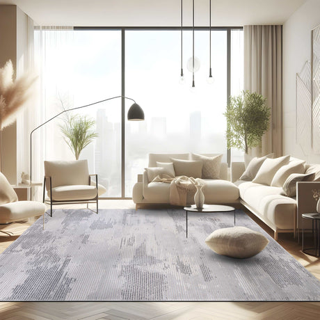 Pastoral Gray/White Woven Non-Slip Indoor Area Rug - Ornate Home