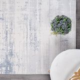 Pastoral White/Blue Woven Non-Slip Indoor Area Rug - Ornate Home