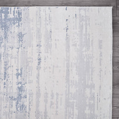 Pastoral White/Blue Woven Non-Slip Indoor Area Rug - Ornate Home