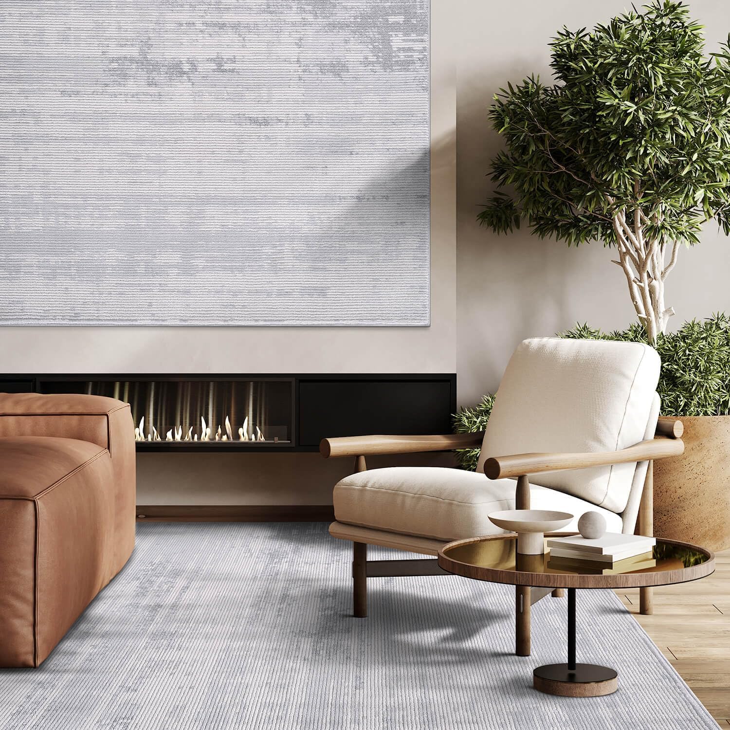 Pastoral White/Gray Woven Non-Slip Indoor Area Rug - Ornate Home