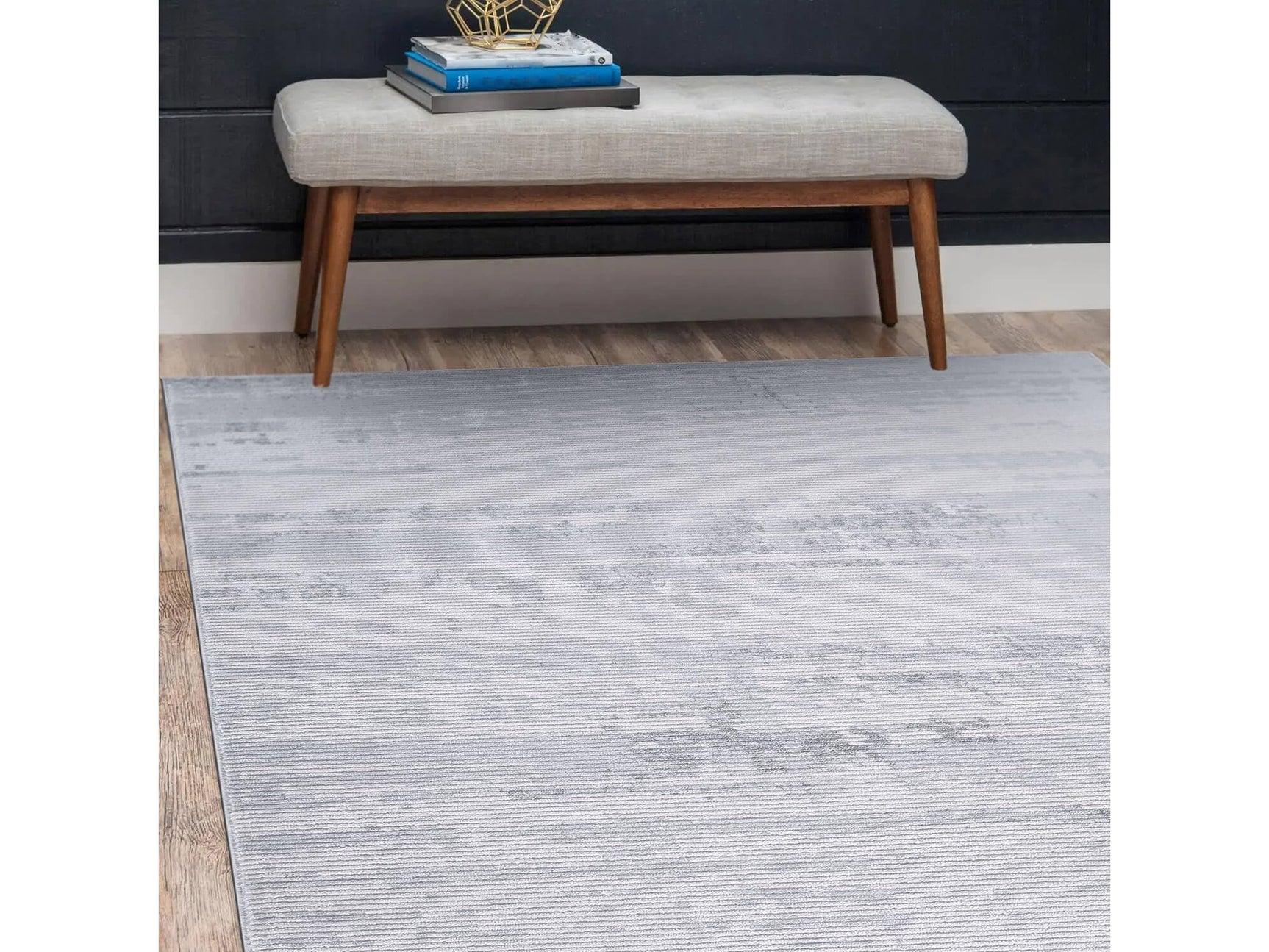Pastoral White/Gray Woven Non-Slip Indoor Area Rug - Ornate Home