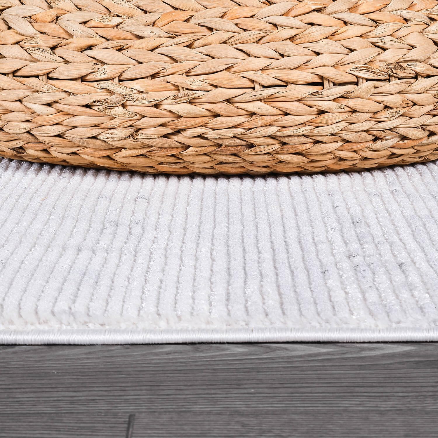 Pastoral White/Gray Woven Non-Slip Indoor Area Rug - Ornate Home