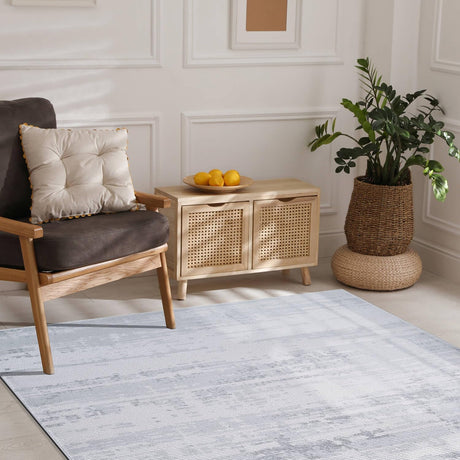 Pastoral White/Gray Woven Non-Slip Indoor Area Rug - Ornate Home