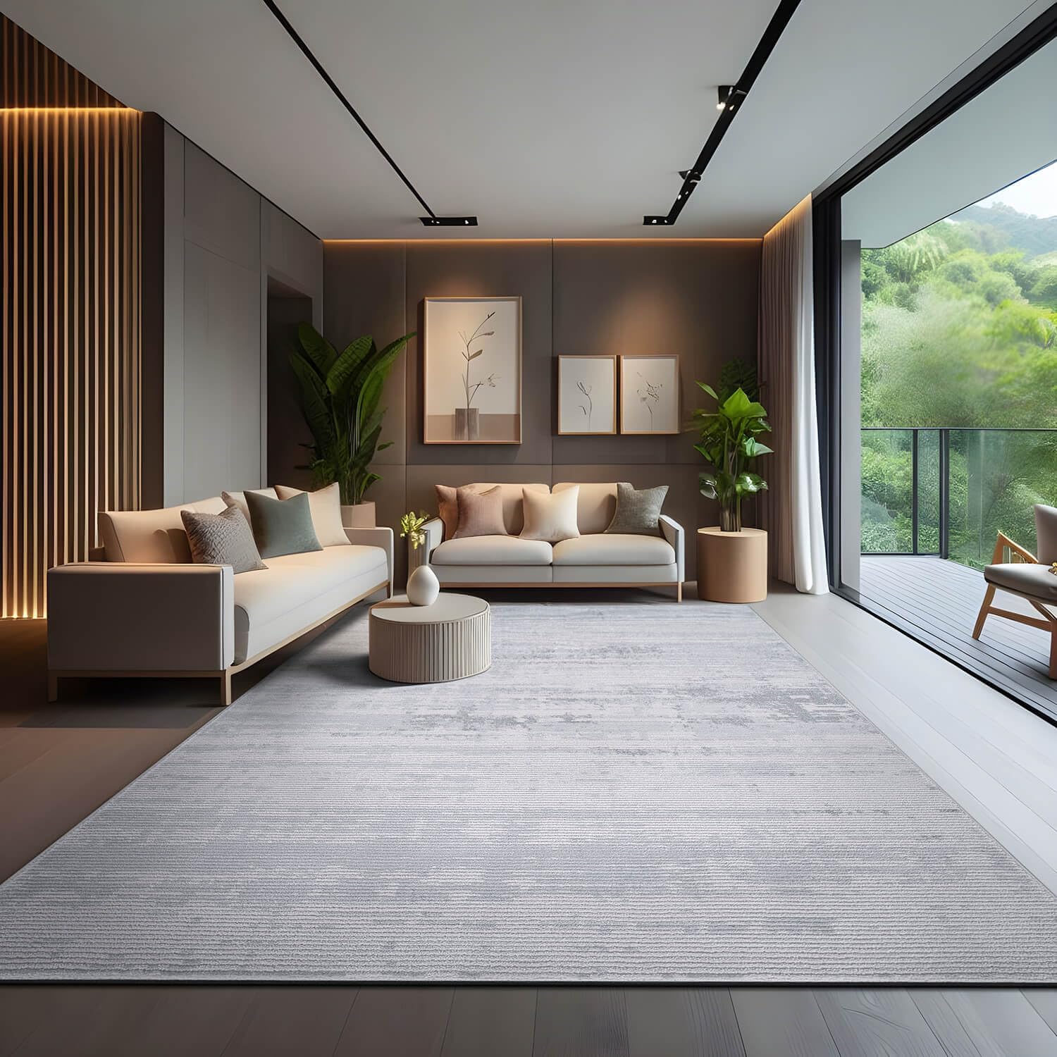 Pastoral White/Gray Woven Non-Slip Indoor Area Rug - Ornate Home