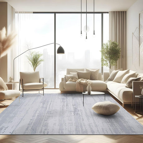 Pastoral White/Gray Woven Non-Slip Indoor Area Rug - Ornate Home