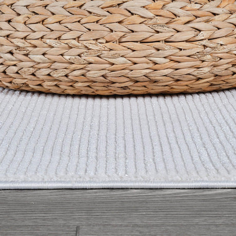 Pastoral White/White Woven Non-Slip Indoor Area Rug - Ornate Home