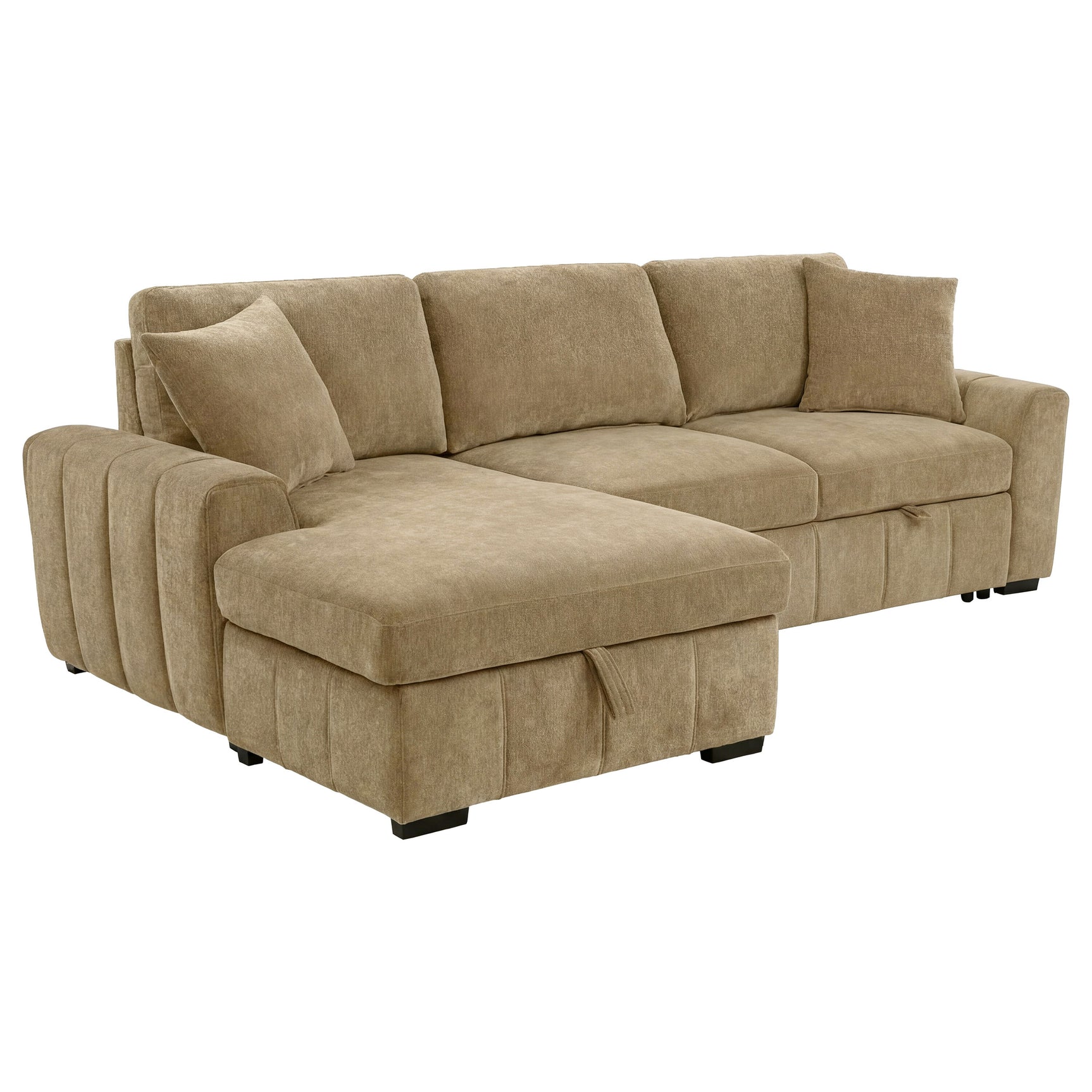 Pastrana Camel Upholstered Sleeper Sectional Sofa LAF Chaise - Ornate Home