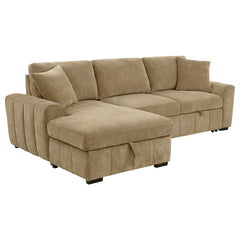 Pastrana Camel Upholstered Sleeper Sectional Sofa LAF Chaise - Ornate Home