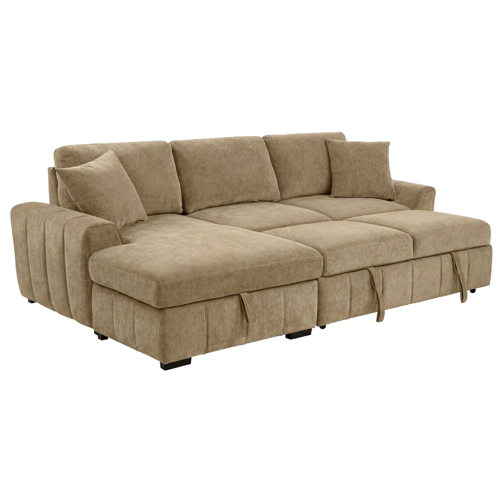 Pastrana Camel Upholstered Sleeper Sectional Sofa LAF Chaise - Ornate Home