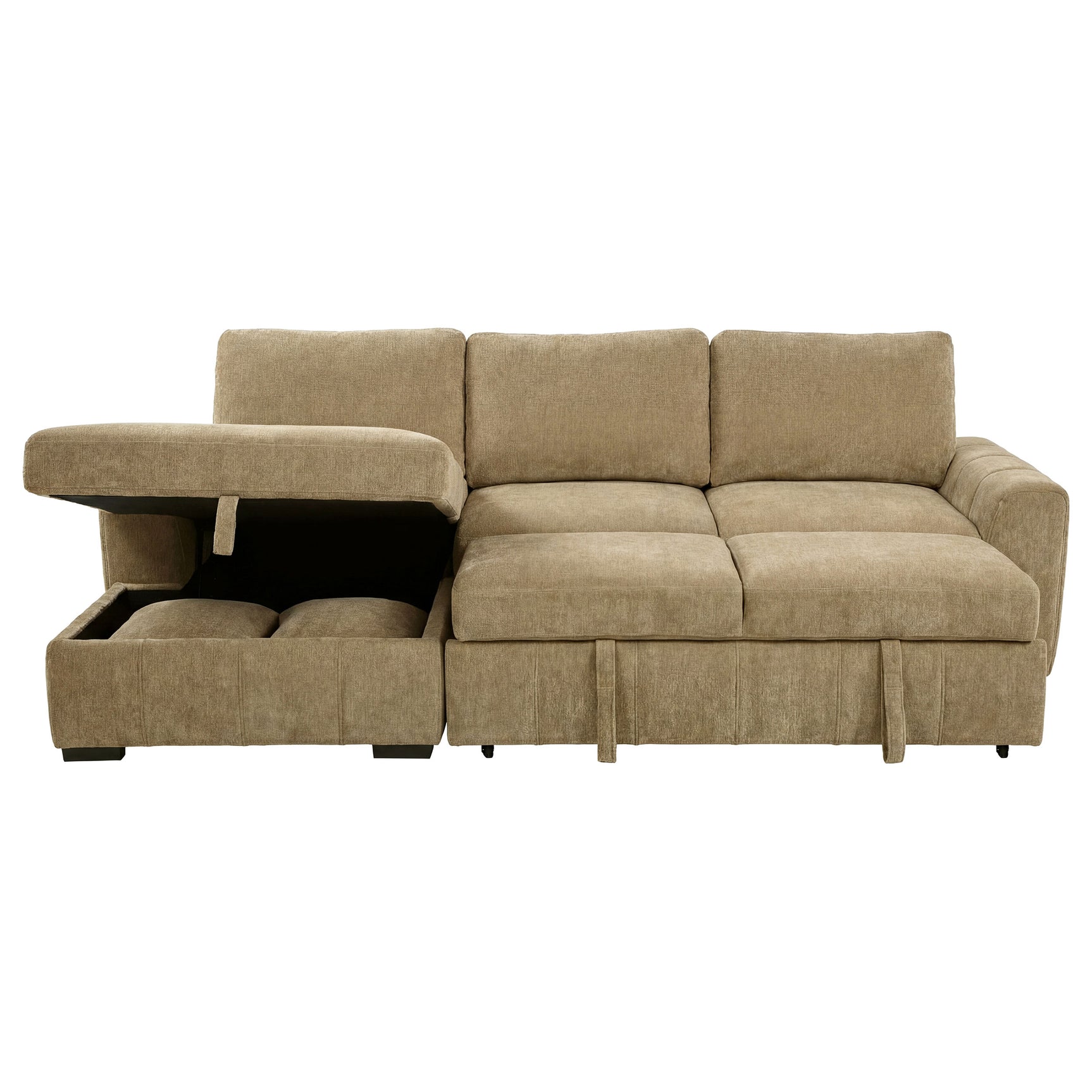 Pastrana Camel Upholstered Sleeper Sectional Sofa LAF Chaise - Ornate Home
