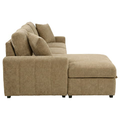 Pastrana Camel Upholstered Sleeper Sectional Sofa LAF Chaise - Ornate Home