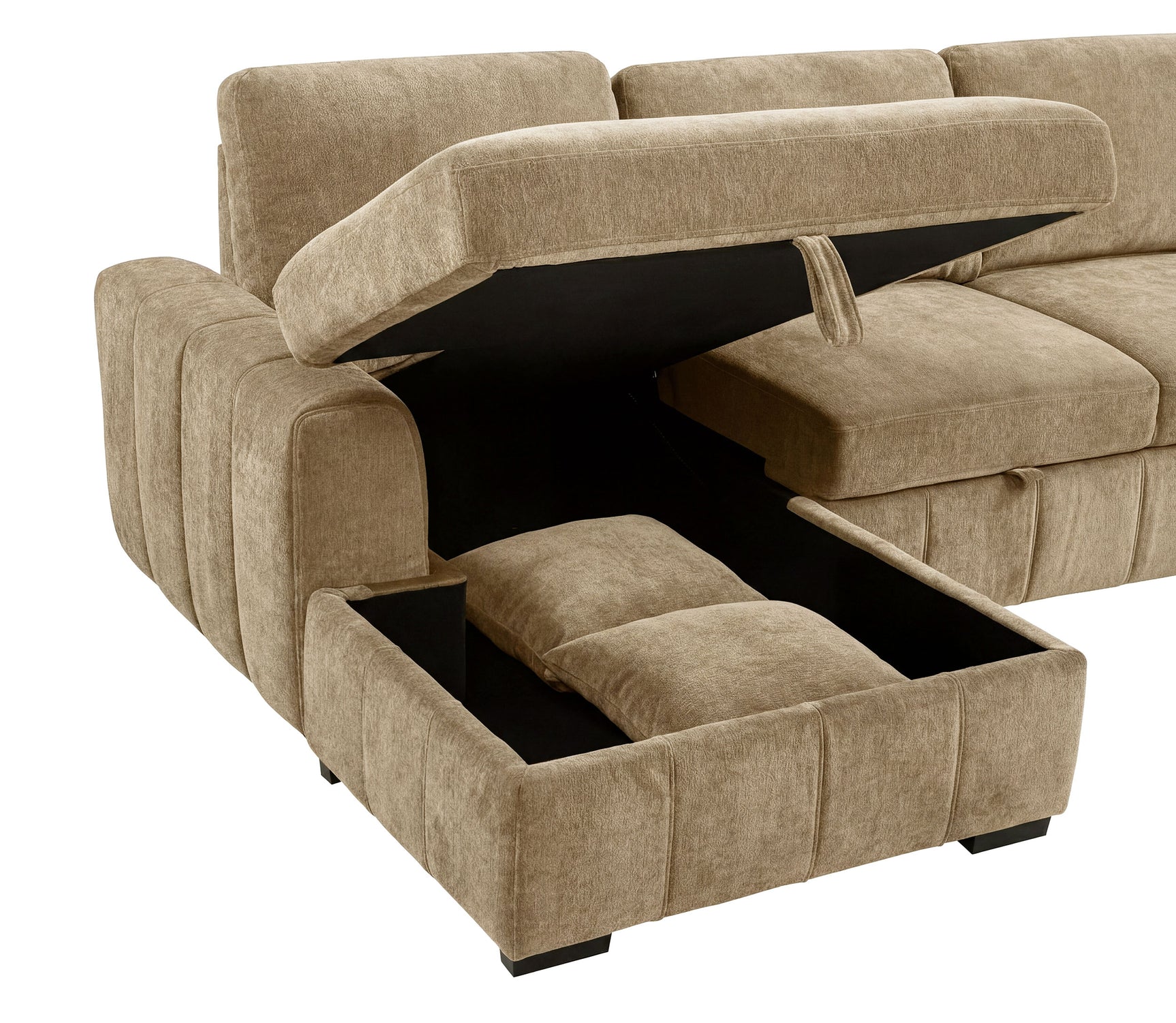 Pastrana Camel Upholstered Sleeper Sectional Sofa LAF Chaise - Ornate Home
