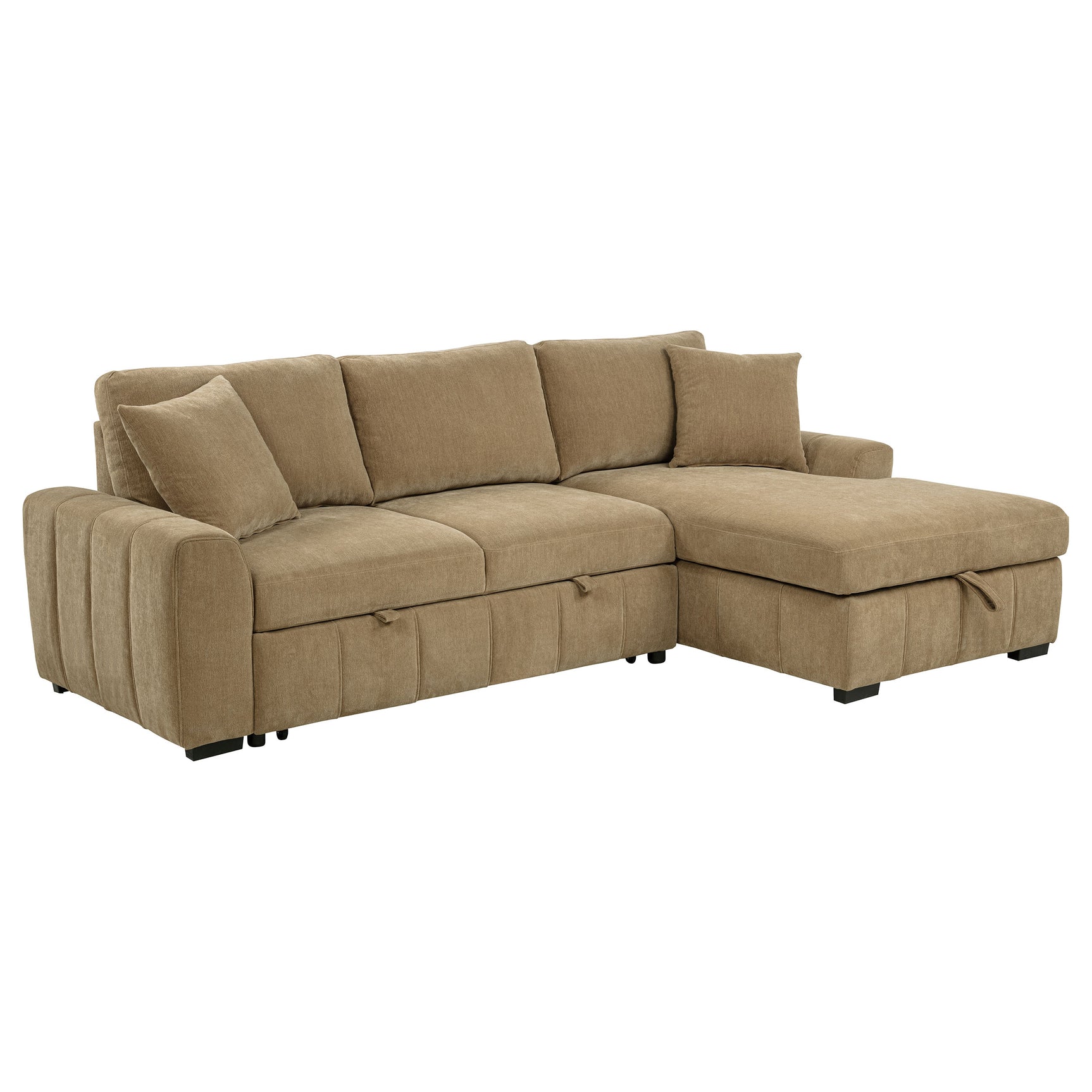 Pastrana Camel Upholstered Sleeper Sectional Sofa RAF Chaise - Ornate Home