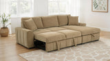 Pastrana Camel Upholstered Sleeper Sectional Sofa RAF Chaise - Ornate Home