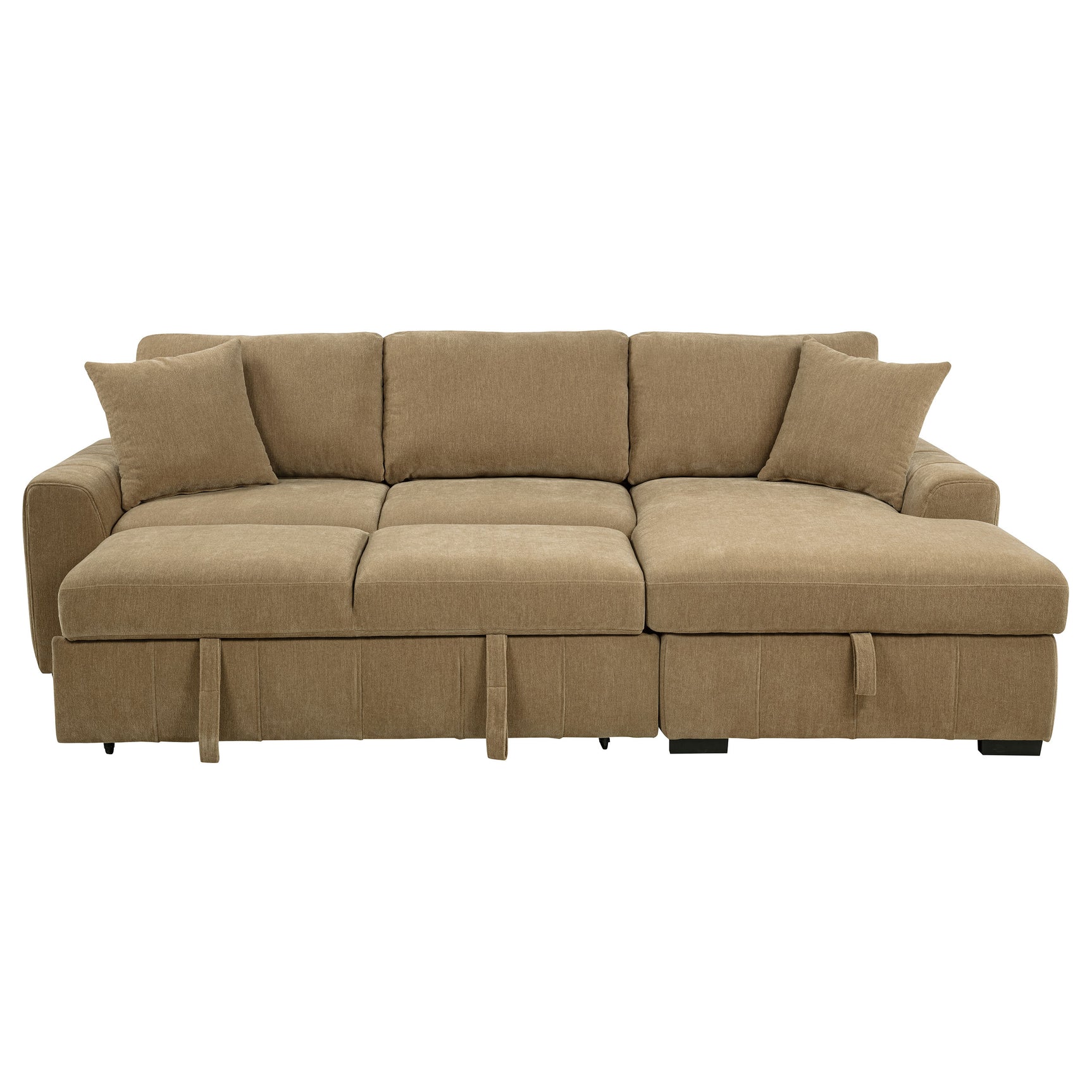 Pastrana Camel Upholstered Sleeper Sectional Sofa RAF Chaise - Ornate Home