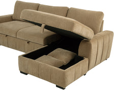 Pastrana Camel Upholstered Sleeper Sectional Sofa RAF Chaise - Ornate Home