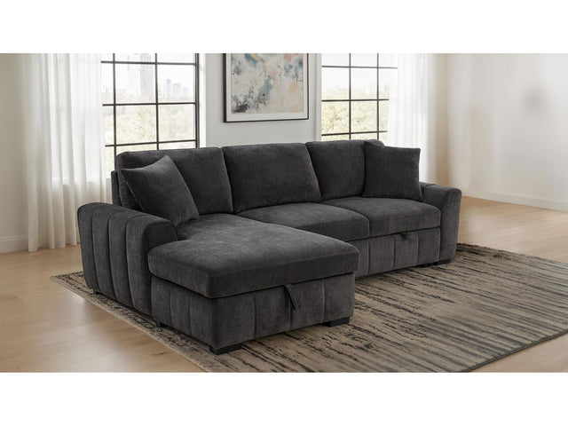 Pastrana Charcoal Grey Upholstered Sleeper Sectional Sofa LAF Chaise - Ornate Home