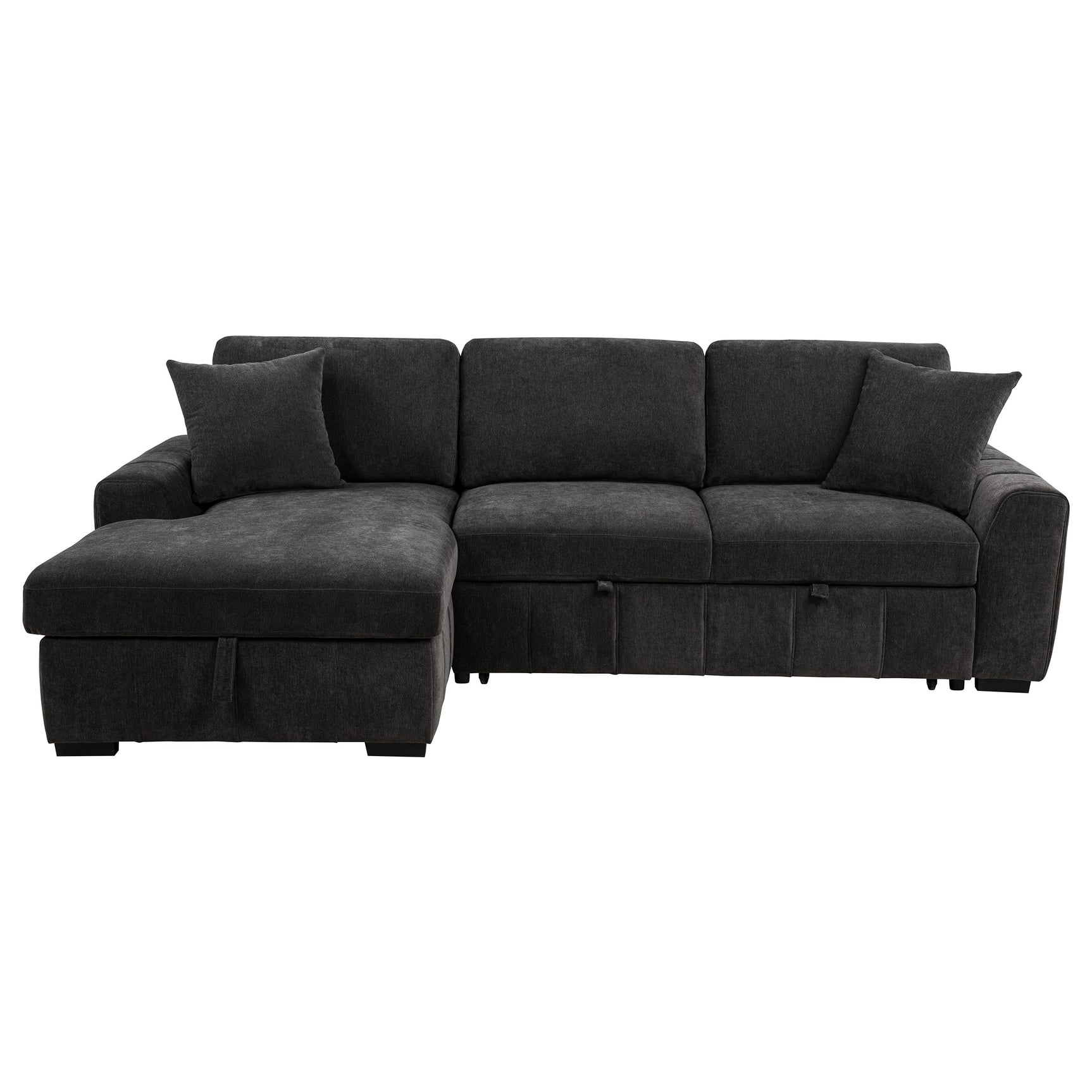 Pastrana Charcoal Grey Upholstered Sleeper Sectional Sofa LAF Chaise - Ornate Home