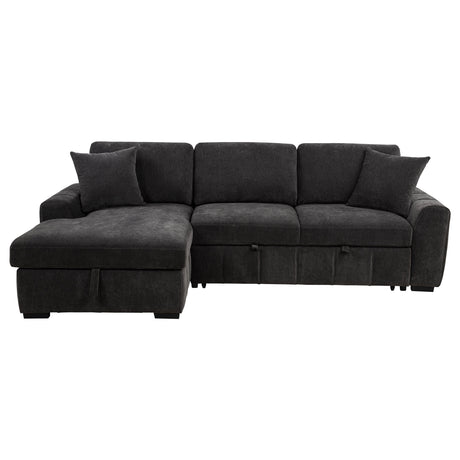 Pastrana Charcoal Grey Upholstered Sleeper Sectional Sofa LAF Chaise - Ornate Home