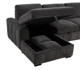 Pastrana Charcoal Grey Upholstered Sleeper Sectional Sofa LAF Chaise - Ornate Home