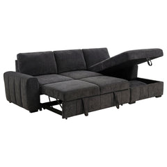 Pastrana Charcoal Grey Upholstered Sleeper Sectional Sofa RAF Chaise - Ornate Home