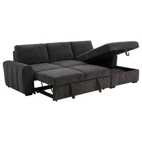 Pastrana Charcoal Grey Upholstered Sleeper Sectional Sofa RAF Chaise - Ornate Home