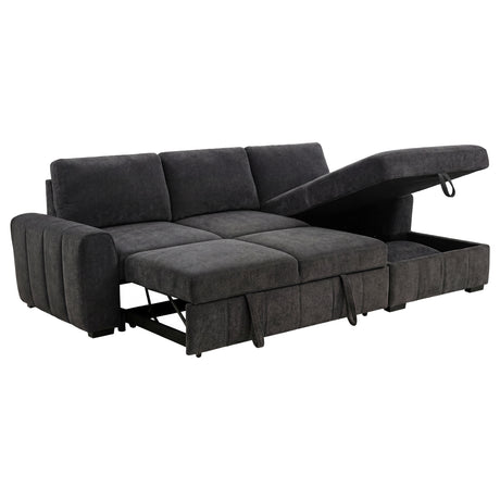 Pastrana Charcoal Grey Upholstered Sleeper Sectional Sofa RAF Chaise - Ornate Home
