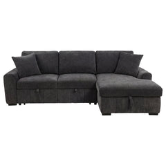 Pastrana Charcoal Grey Upholstered Sleeper Sectional Sofa RAF Chaise - Ornate Home