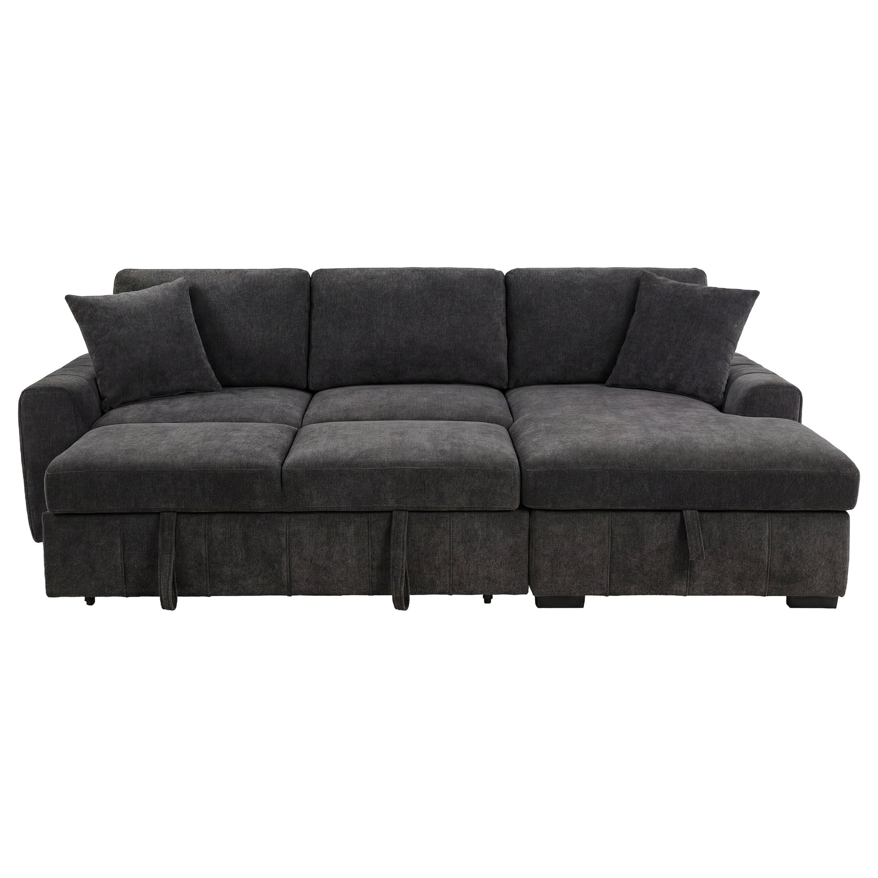 Pastrana Charcoal Grey Upholstered Sleeper Sectional Sofa RAF Chaise - Ornate Home