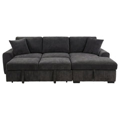 Pastrana Charcoal Grey Upholstered Sleeper Sectional Sofa RAF Chaise - Ornate Home