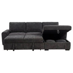 Pastrana Charcoal Grey Upholstered Sleeper Sectional Sofa RAF Chaise - Ornate Home