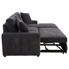 Pastrana Charcoal Grey Upholstered Sleeper Sectional Sofa RAF Chaise - Ornate Home