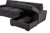 Pastrana Charcoal Grey Upholstered Sleeper Sectional Sofa RAF Chaise - Ornate Home