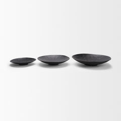 Patera Black Hammered Iron Metal Decorative Bowls (Set of 3)